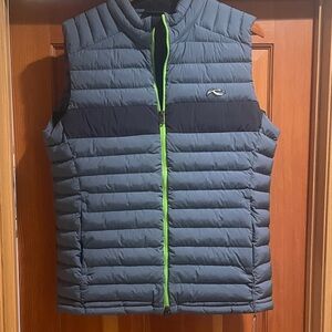 KJUS Gray and Black Puffer Vest with Green Zipper